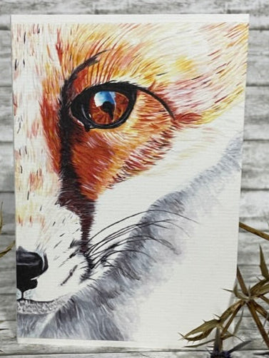 Acrylgemälde einer Nahaufnahme eines Fuchsgesichts mit Fokus auf das Auge und die Schnauze